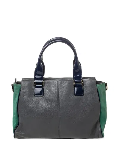 Pre-owned Tory Burch  Leather Tote Bag In Gray
