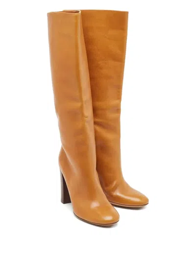 Pre-owned Chloé 120mm Leather Block Heel Boots