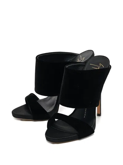 Pre-owned Giuseppe Zanotti Vintage  120mm Velvet Pumps In Black