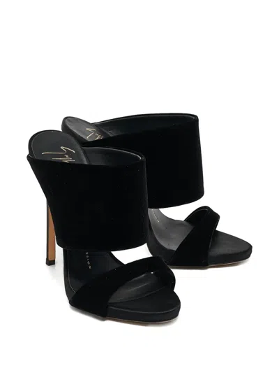 Pre-owned Giuseppe Zanotti Vintage  120mm Velvet Pumps In Black