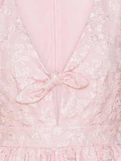Rotate Birger Christensen Jacquard Puff Sleeve Top In Pink