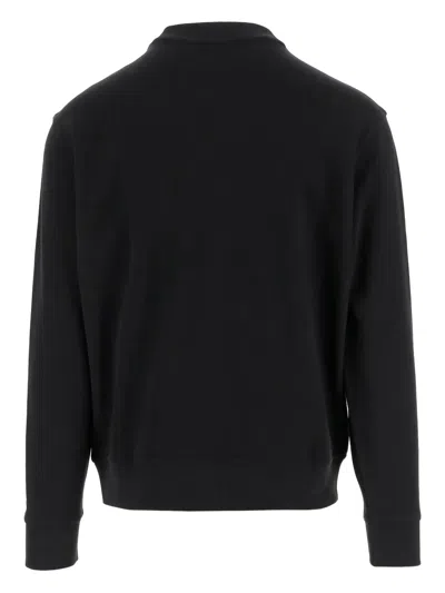Hugo Boss Relaxed-fit Sweatshirt In Cotton Terry With Sleeve Logo In Black