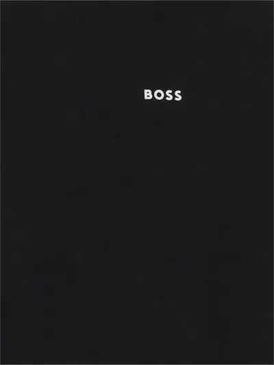 Hugo Boss Relaxed-fit Sweatshirt In Cotton Terry With Sleeve Logo In Black