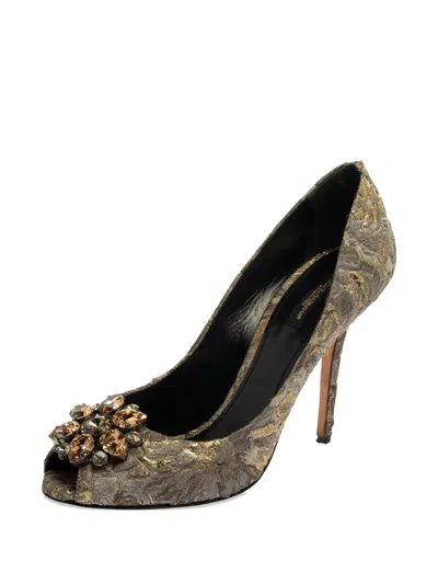 Pre-owned Dolce & Gabbana 2024 115mm Brocade Pumps