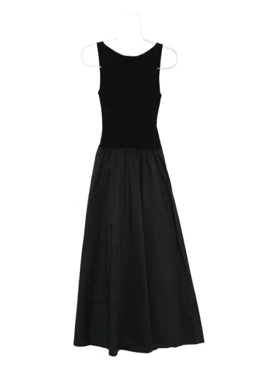 St Agni Panelled Ribbed Maxi Dress In Black