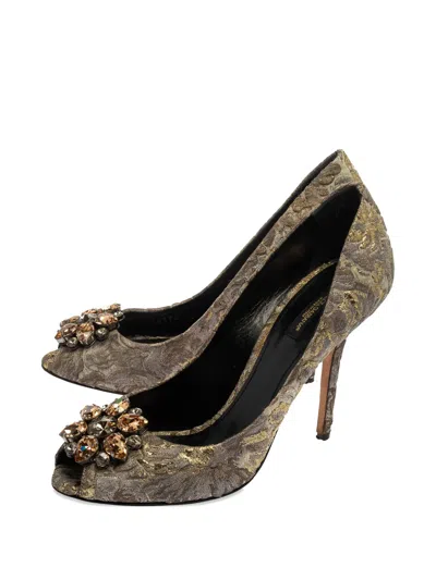 Pre-owned Dolce & Gabbana 2024 115mm Brocade Pumps