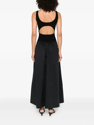 St Agni Panelled Ribbed Maxi Dress In Black