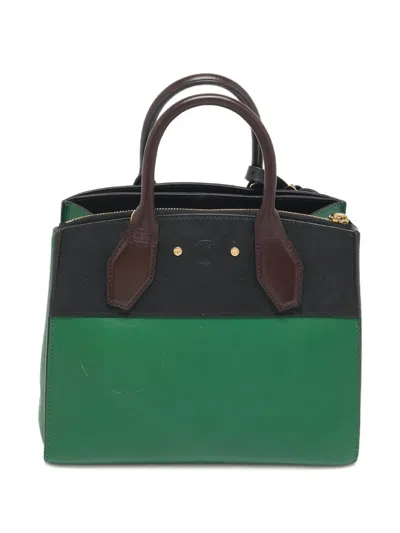 Pre-owned Louis Vuitton Padlock Leather Tote Bag In Green