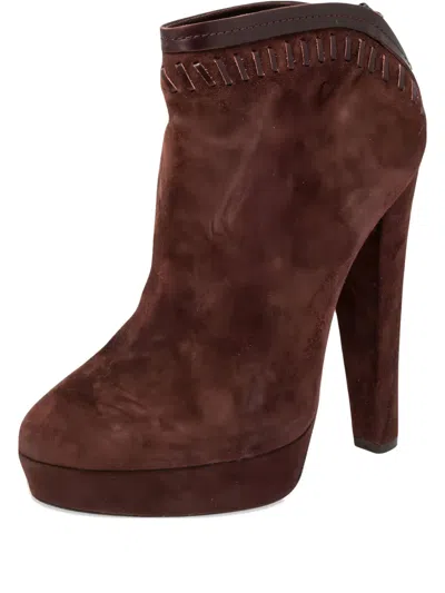 Pre-owned Jimmy Choo 150mm Suede Ankle Boots In Red