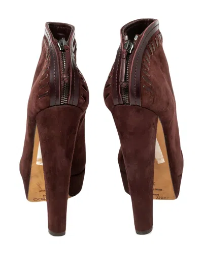 Pre-owned Jimmy Choo 150mm Suede Ankle Boots In Red