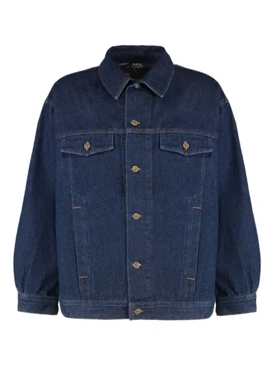 Apc Adjustable Cuffs Collared Long Sleeves Jacket In Blue