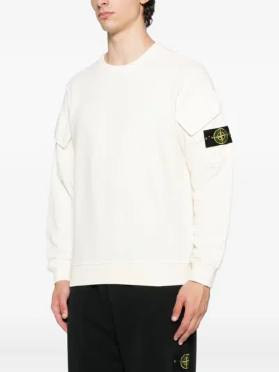 Stone Island 6100008 Patch-pocket Cotton Sweatshirt In White