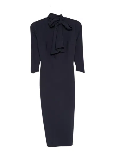 Chiara Boni La Petite Robe Neck-tie Midi Dress In Blue