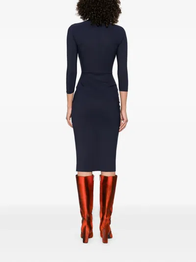 Chiara Boni La Petite Robe Neck-tie Midi Dress In Blue