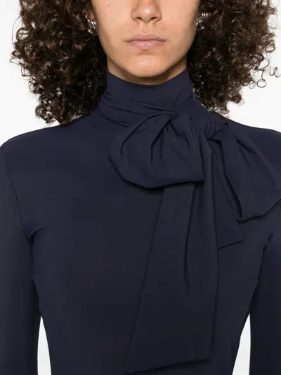Chiara Boni La Petite Robe Neck-tie Midi Dress In Blue