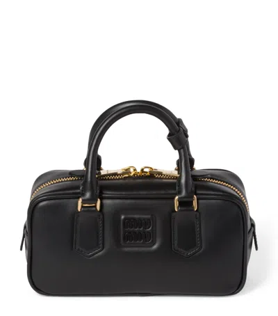 Miu Miu Womens Nero Arcadie Leather Top Handle Bag In Black