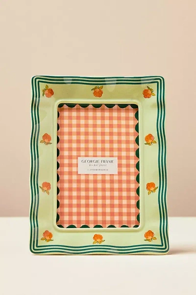 Anthropologie Georgie Decaled Stoneware Photo Frame In Green