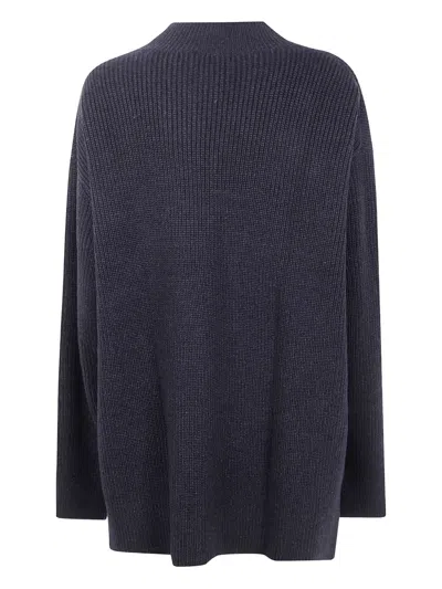 Y's Ribbed Wool Long Sweater In Blue