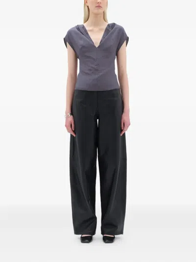 Remain Birger Christensen Sheepskin Panelled Straight-leg Trousers
