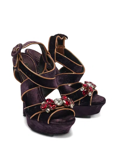 Pre-owned Dolce & Gabbana 140mm Velvet-finish Sandals