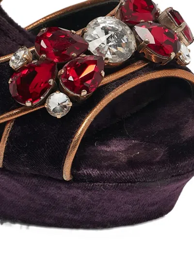 Pre-owned Dolce & Gabbana 140mm Velvet-finish Sandals