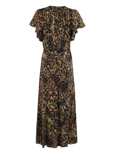Ulla Johnson Blithe Flutter Sleeve Midi Dress Savannah In Brown