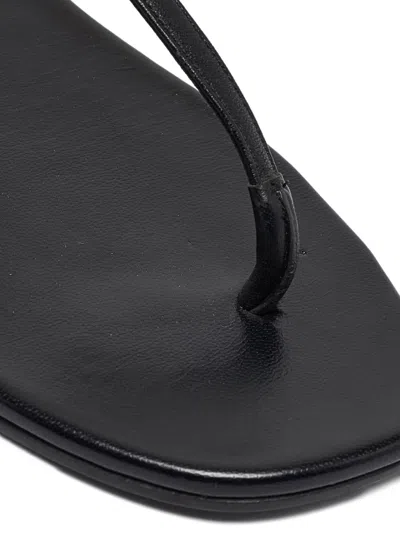 Pre-owned Saint Laurent Leather Cassandre-logo Sandals In Black