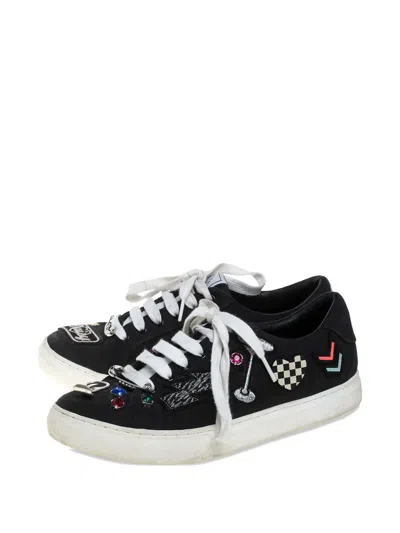 Pre-owned Marc Jacobs Vintage 2024  Patch-embellished Sneakers In Black