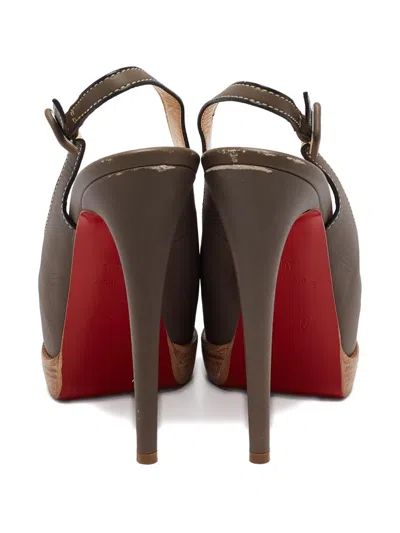 Pre-owned Christian Louboutin 140mm Palais Royal Leather Pumps In Gray