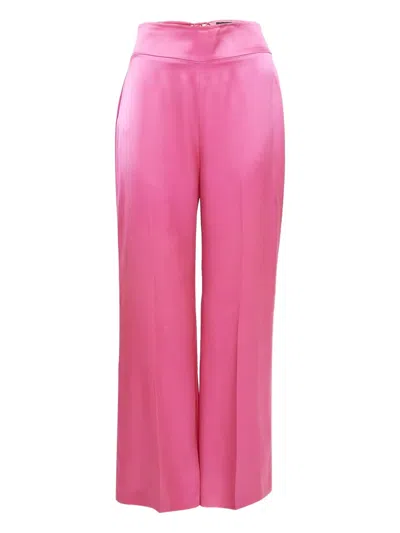 Pre-owned David Koma Lace-up Satin Trousers In Pink