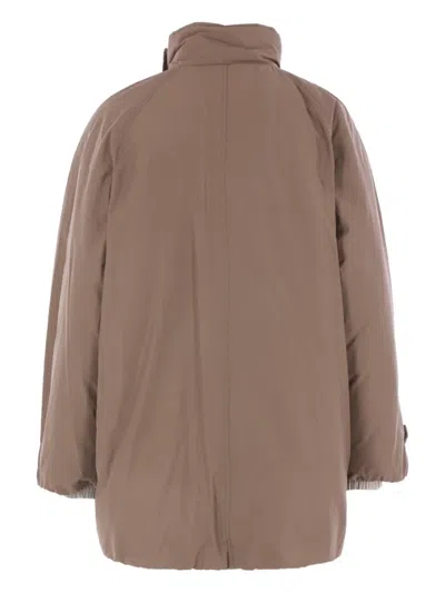 Brunello Cucinelli Short Button Detailing Down Jacket In Brown