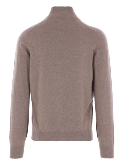 Brunello Cucinelli High-neck Zip-front Cardigan In Brown