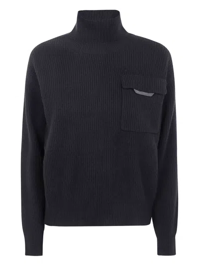 Brunello Cucinelli Cashmere Turtleneck Knit Sweater In Black