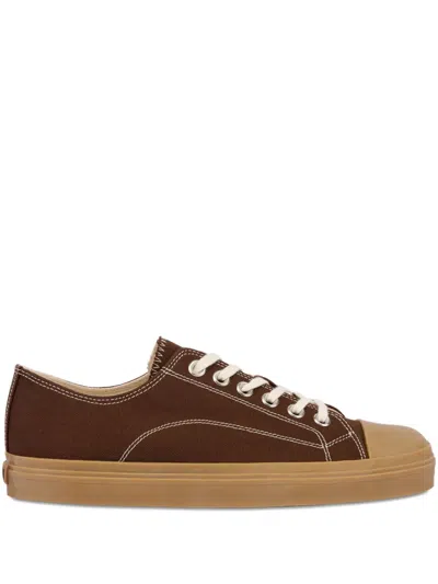 Moschino Low Top Sneakers Contrast Stitching In Brown