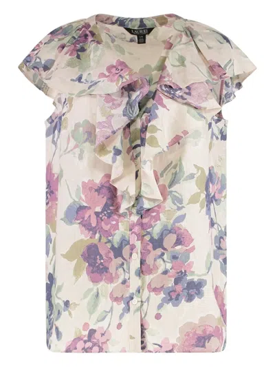Ralph Lauren Floral Ruffle Blouse In Multi