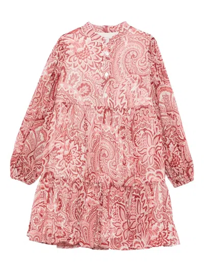 Etro Paisley-print Tiered Dress In Pink