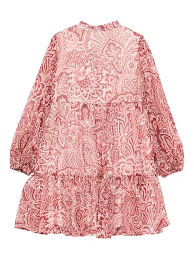 Etro Paisley-print Tiered Dress In Pink
