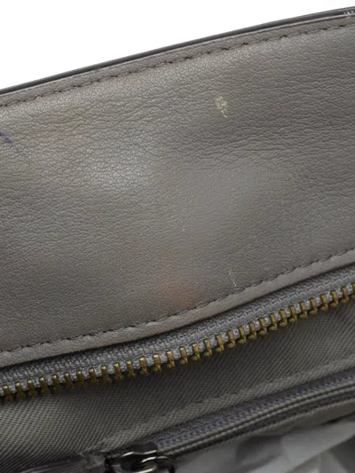 Pre-owned Coach Vintage  Embossed Leather Tote Bag In Gray