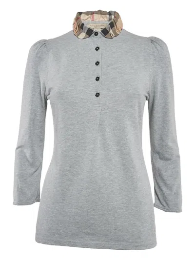 Pre-owned Burberry Logo-embroidered Top In Gray