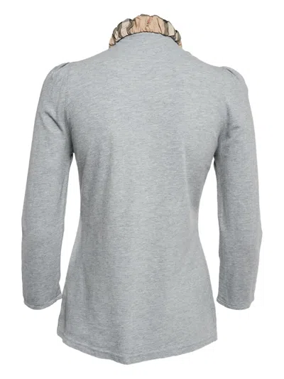 Pre-owned Burberry Logo-embroidered Top In Gray