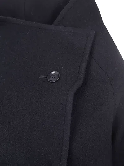 Y's Asymmetric-fastening Single-bresated Coat In Black