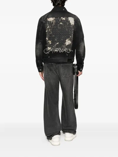 Amiri Bleach Bandana Denim Jacket In Black