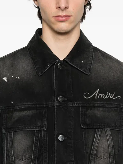 Amiri Bleach Bandana Denim Jacket In Black
