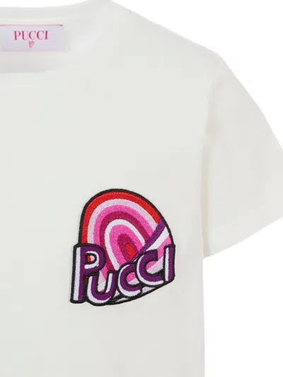 Pucci Junior Embroidered-patch T-shirt In White