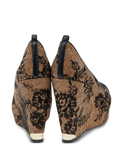 Pre-owned Jimmy Choo 10mm Lace Wedge Pumps