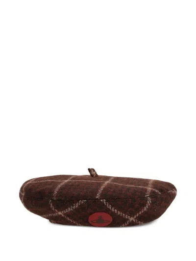 Vivienne Westwood Checked-pattern Beret In Brown
