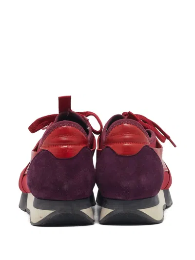 Pre-owned Balenciaga 2024 Race Runner Leather Mesh Sneakers In Red