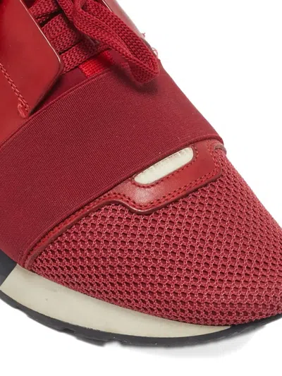 Pre-owned Balenciaga 2024 Race Runner Leather Mesh Sneakers In Red
