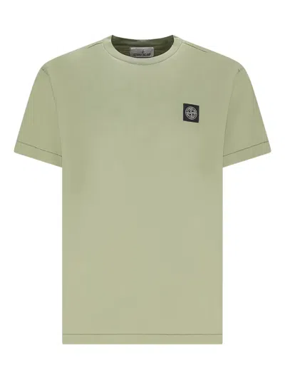 Stone Island Slim-fit Short-sleeve T-shirt With Compass Patch In Green