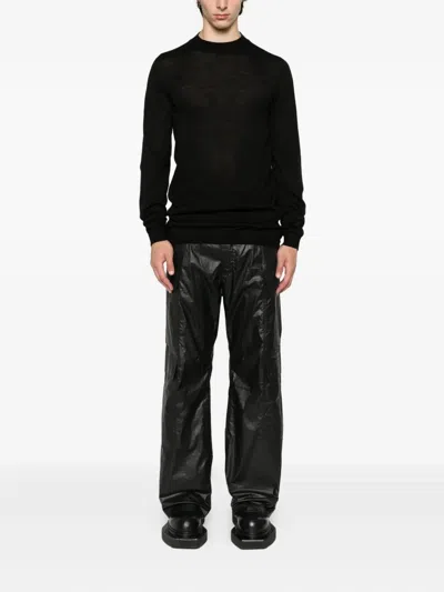 Rick Owens Long-sleeved Wool T-shirt In Black